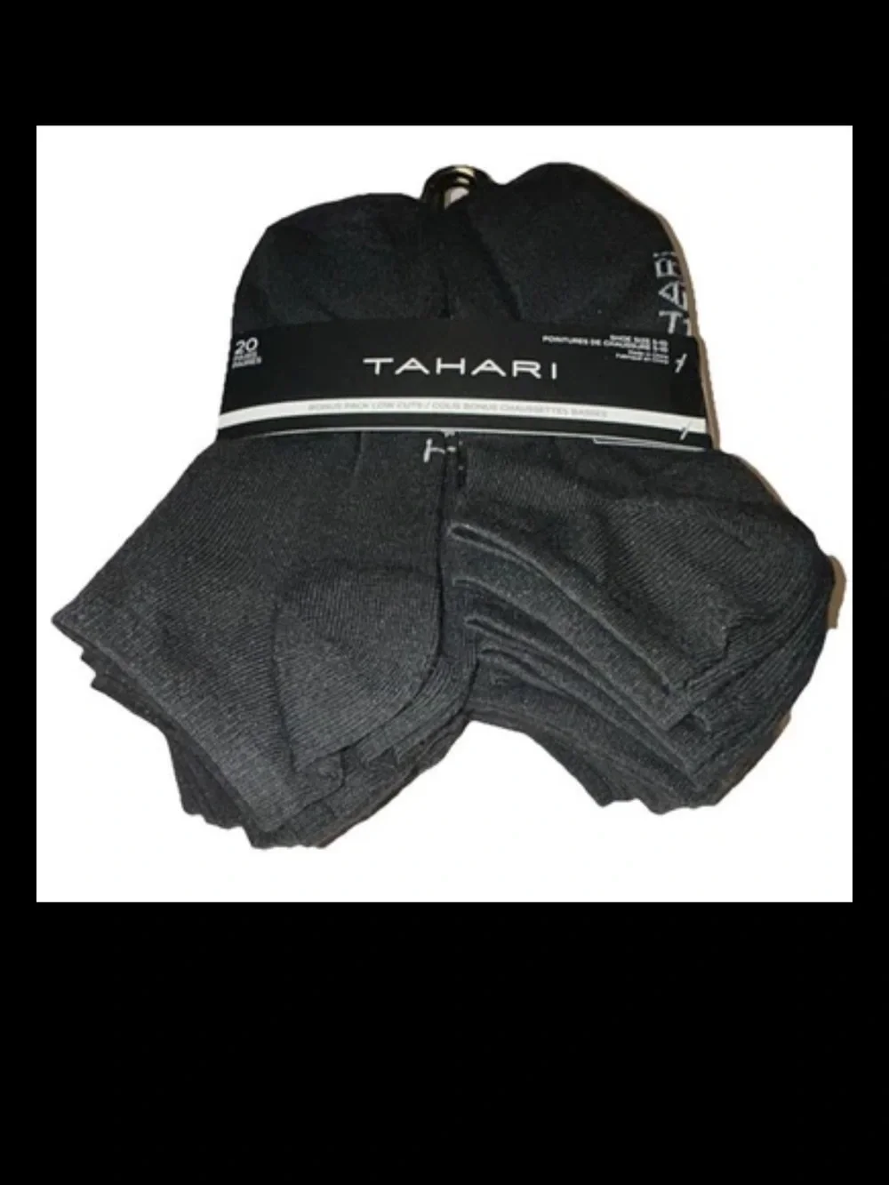 Tahari Low Cut Socks 20 Pair Women's Shoe Size 5-10 Black w White Logo NEW! $48
